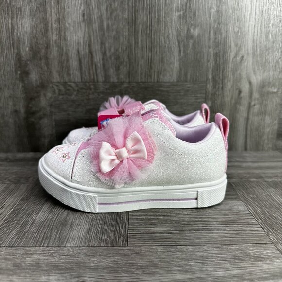 Skechers Twinkle Toddler size 10 White Pink Double Strap Shoes - Picture 2 of 8